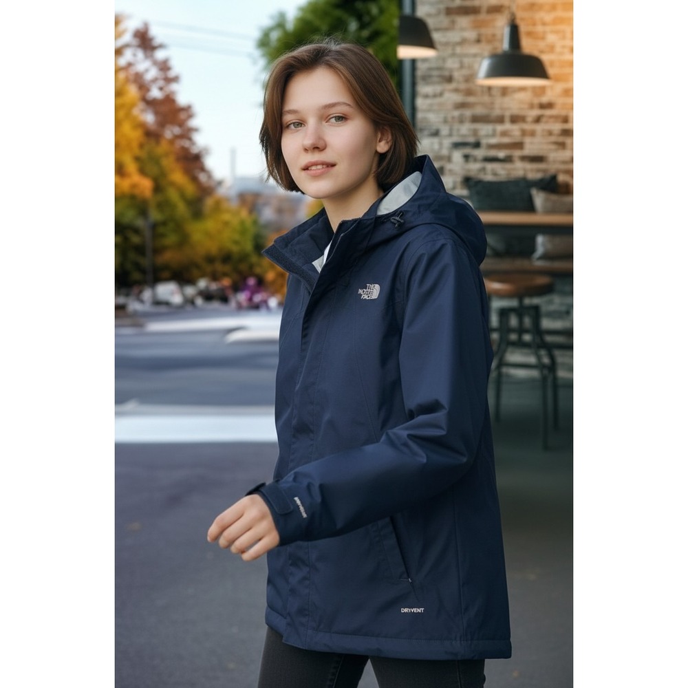 The North Face Girls DryVent Hooded Rain Jacket Blue‎ Size 7/8 small